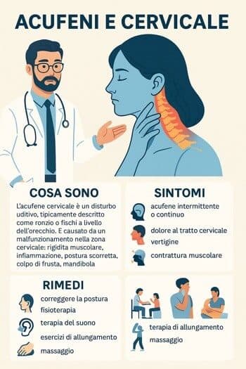 acufeni cervicale infografica sui sintomi e rimedi
