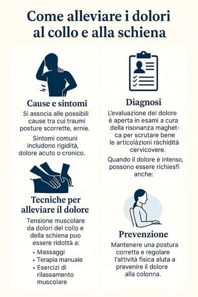 infografica dolore collo e schiena come alleviarli